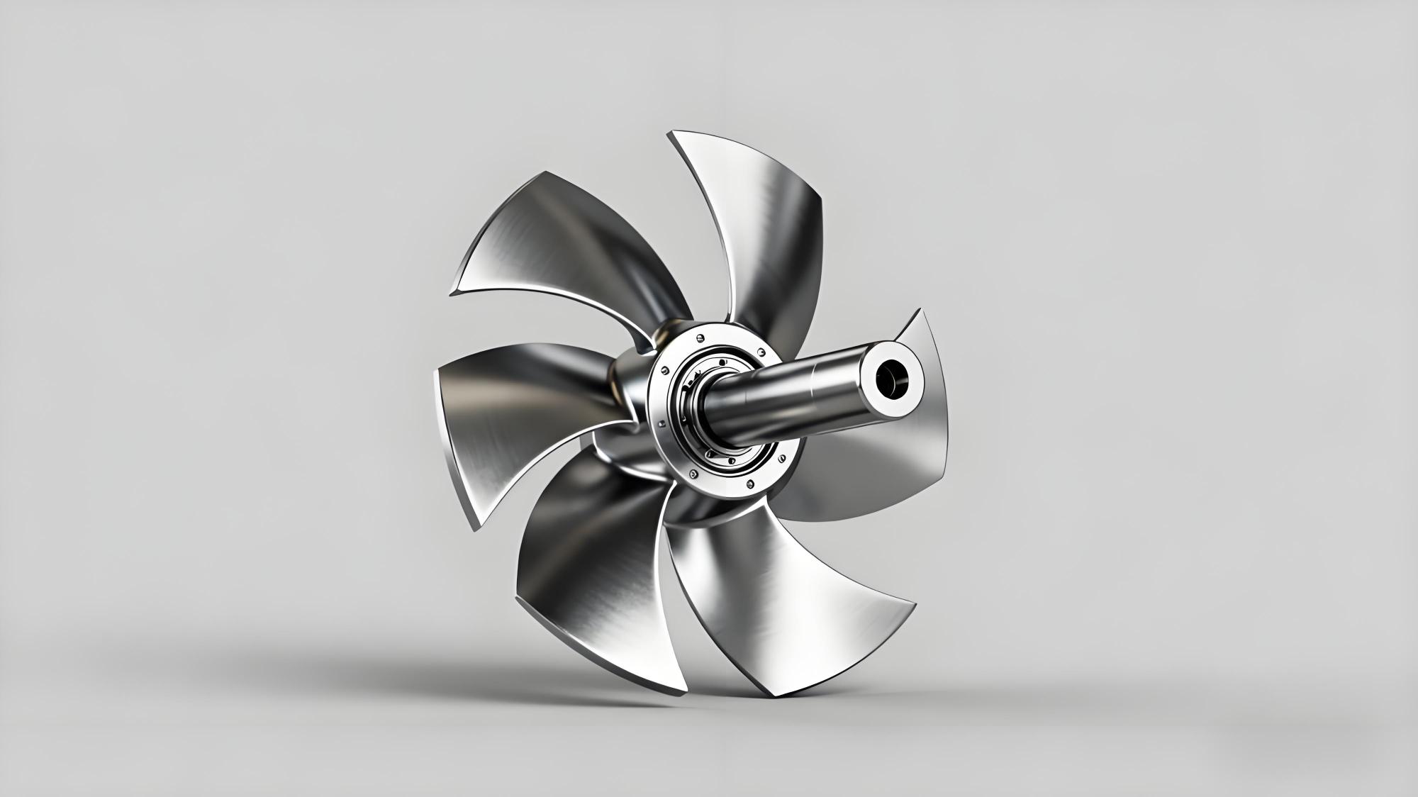 Forward-curved impeller design showing blade angle and flow pattern